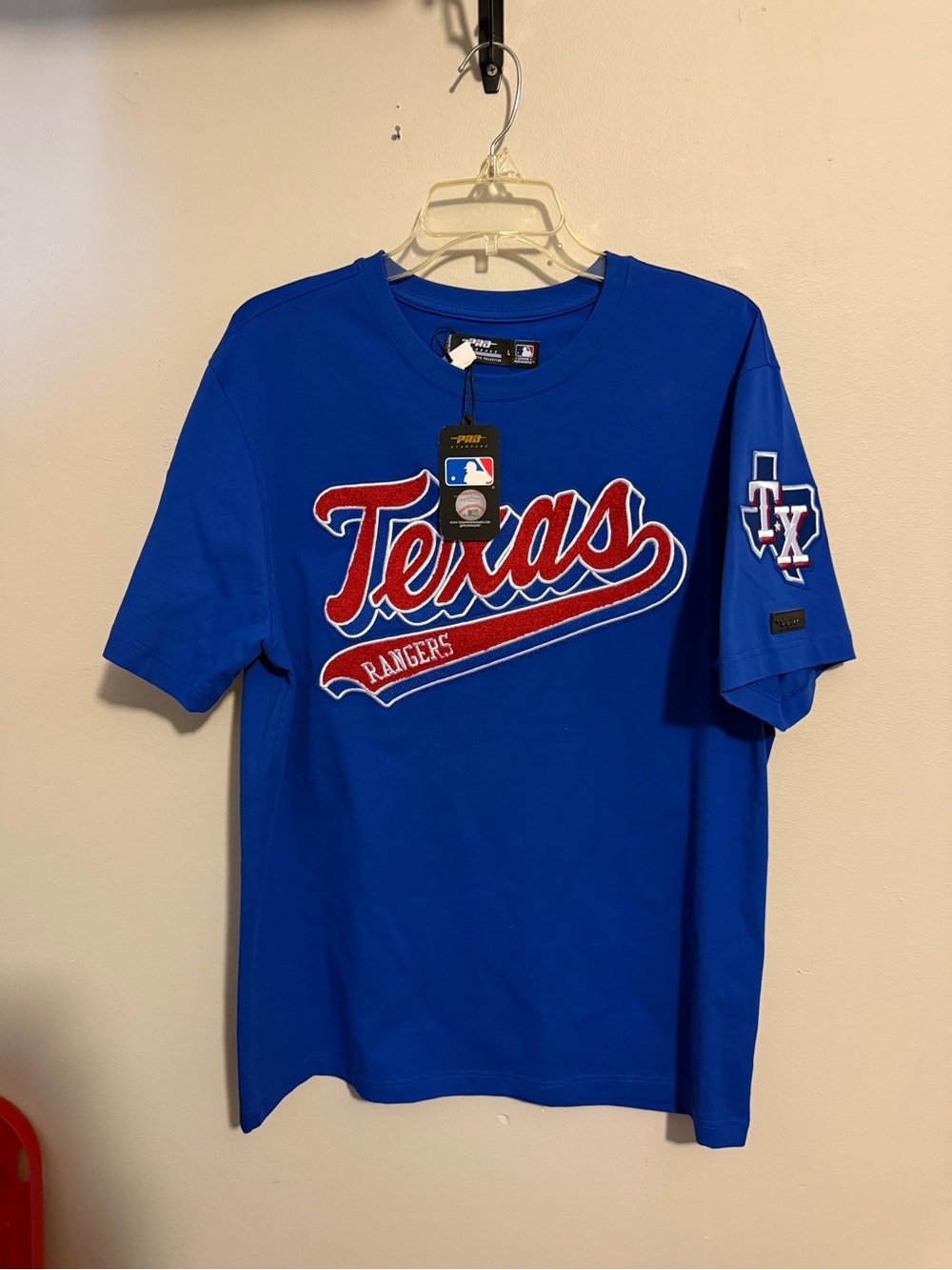 MLB Texas Rangers Royal Blue Graphic Tee with Red & White Script
